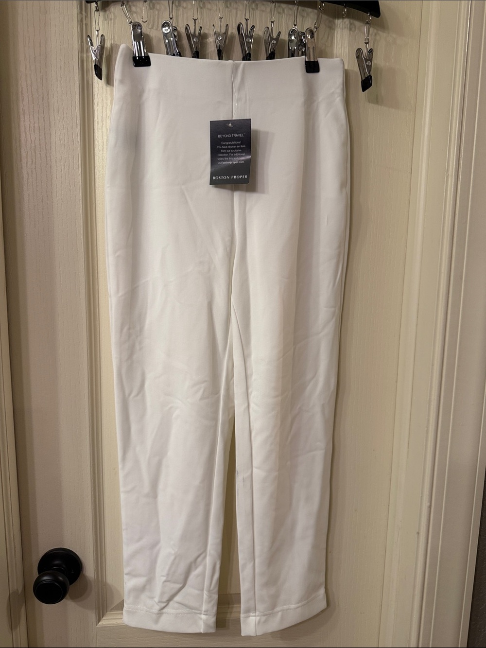 NWT Boston Proper Beyond Travel White Pull-On Ankle Pants Women’s XXS